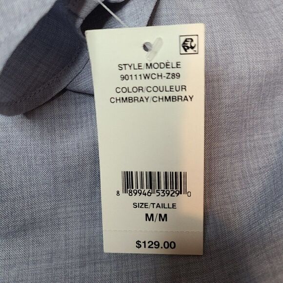 Chambray Grey-Blue Off-Shoulder Ruffle Dress - NWT - M - Picture 11 of 13